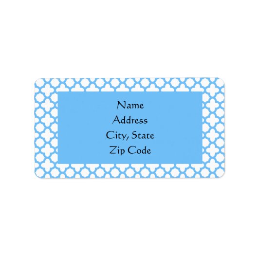 Étiquette Motif Quatrefoil bleu (Devant)
