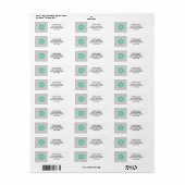 Étiquette Motif Quatrefoil Gris, Monogramme Vert Mint (Feuille entière)