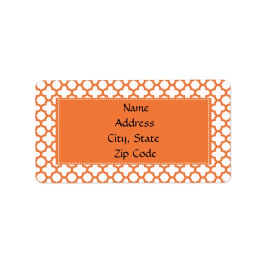 Étiquette Motif Quatrefoil Orange (Devant)