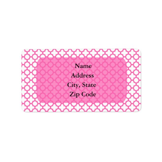 Étiquette Motif Quatrefoil rose chaud (Devant)