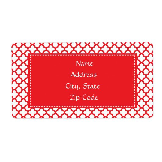Étiquette Motif Red Quatrefoil (Devant)