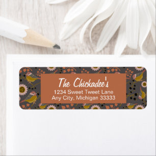 Étiquette Motif rose or Chickadees