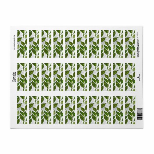 Étiquette Motif sans couture avec Feuilles de thé vert (Feuille entière)
