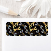 Étiquette Motif sans couture avec libellules d'or (En situation)