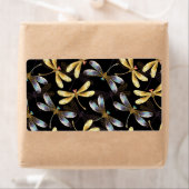 Étiquette Motif sans couture avec libellules d'or (En situation)
