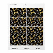Étiquette Motif sans couture avec libellules d'or (Feuille entière)