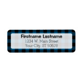 Étiquette Motif traditionnel bleu noir pays chèque plaqué (Devant)