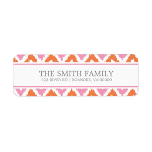 Étiquette Motif tribal Orange Pink Fuchsia Zigzag