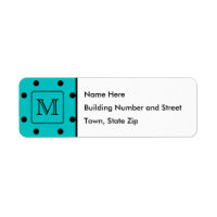Motif turquoise et noir Polka Dot. Monogramme pers