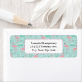 Étiquette Motif vert Flamants roses rose Pastel (En situation)