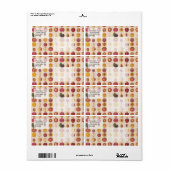 Étiquette Motif vintage de fruits (Feuille entière)