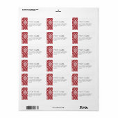Étiquette Motif Vintage Red Damask (Feuille entière)