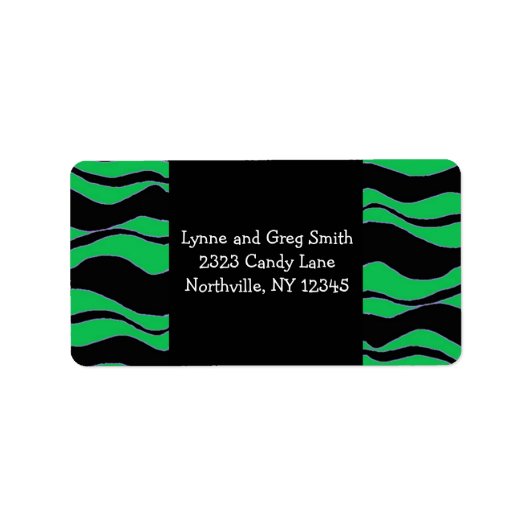 Étiquette Motif zèbre noir et vert (Devant)