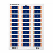 Étiquette Motif Zigzag orange avec Royal Blue (Feuille entière)