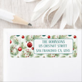 Étiquette Motifs de Noël vert et rouge - adresse de retour (En situation)