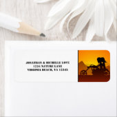 Étiquette Motorcycle Couple Mountain Sunset/Sunrise Adresse (En situation)