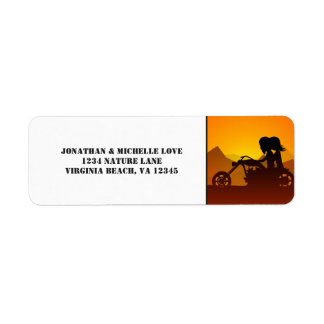 Étiquette Motorcycle Couple Mountain Sunset/Sunrise Adresse