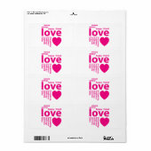 Étiquette Mots d'amour (Feuille entière)