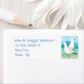 Étiquette Mouettes - Aquarelle - Adresse (En situation)