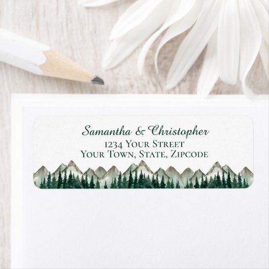 Étiquette Mountain & Pine Small Mariage Adresse de retour (En situation)