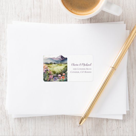 Étiquette Mountain Thyme Wildflower Mailing Address (En situation)
