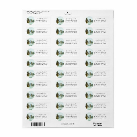 Étiquette Mountains & Trees Rustic Return Adresse Label (Feuille entière)