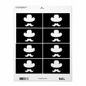 Étiquette Moustache et casquette (Feuille entière)