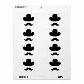 Étiquette Moustache et casquette (Feuille entière)