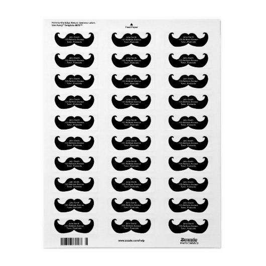 Étiquette Moustache noire (Feuille entière)