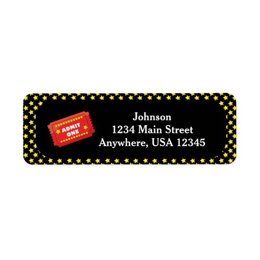 Étiquette Movie Night Thème | Admettre un billet personnalis (Devant)