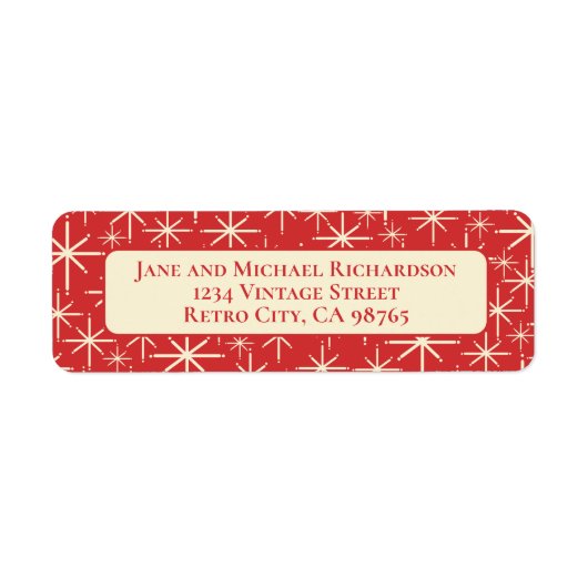 Étiquette Moyen-siècle moderne Twinking Atomique Stars Retro (Devant)