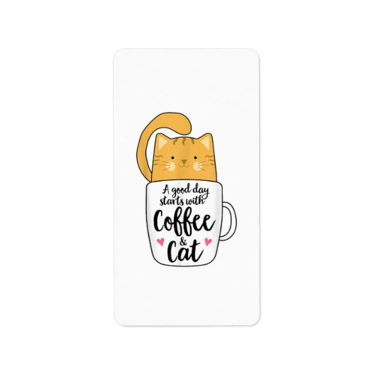 Étiquette Mug de café chat orange drôle amateur de chat (Devant)