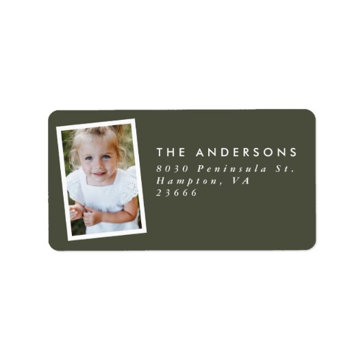 Étiquette Multi photo moderne élégant script vert (Devant)