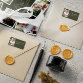 Étiquette Multi photo moderne élégant script vert