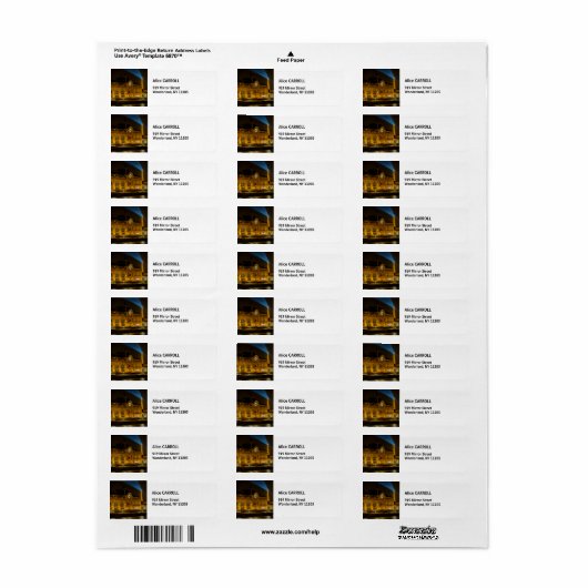 Étiquette Musée d'Orsay à Paris la nuit (Feuille entière)