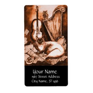 Étiquette MUSICAL CAT ,Brown and White Black