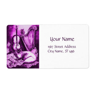 Étiquette MUSICAL CAT ,Pink Purple Violet and White