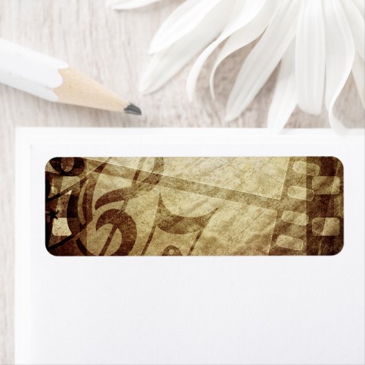 ÉTIQUETTE MUSICAL GRUNGE MODÈLE NUMÉRIQUE SEPHIA NOTES MUSIC (En situation)