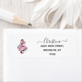 Étiquette Musical treble clef notes with sakura flowers (En situation)