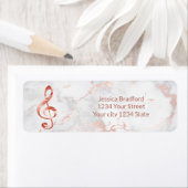 Étiquette Musique rose or clef sur marbre (En situation)