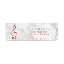 Musique rose or clef sur marbre