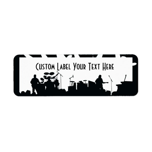 Étiquette Musique Sur Scène Concert Silhouette B&W (Devant)