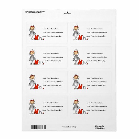 Étiquette N est pour l'infirmière (Feuille entière)