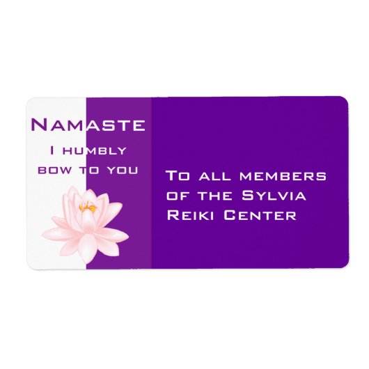 Étiquette Namaste avec fleur de lotus (Devant)