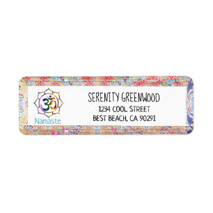 Étiquette Namaste Spirituel Aum Om Lotus avec frontière Vint