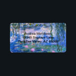 Étiquette Nappes D'Eau<br><div class="desc">Water Lilies est une série de plus de 200 peintures à l'huile réalisées par l'impressionniste Claude Monet français. Ce tableau,  achevé en 1919,  présente des tons bleu et rose.</div>