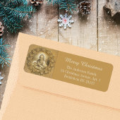 Étiquette Nativité de Noël Joyeux Religieux Élégant Or