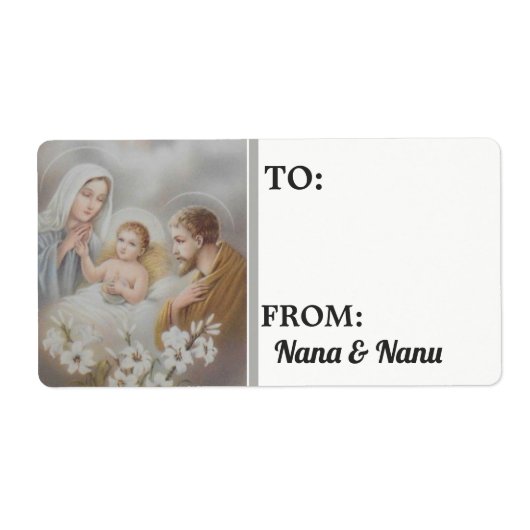 Étiquette Nativité Noël Personnalisé (Devant)