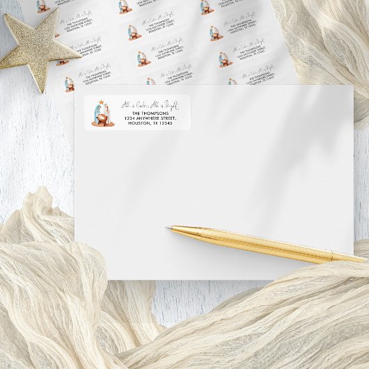 Étiquette Nativité Scène Tout Est Calme Nom de retour Adress