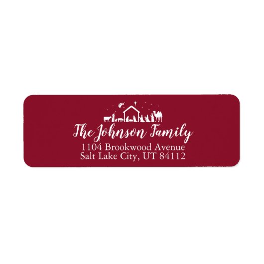 Étiquette Nativité Thème Noël Adresse de retour Label (Devant)